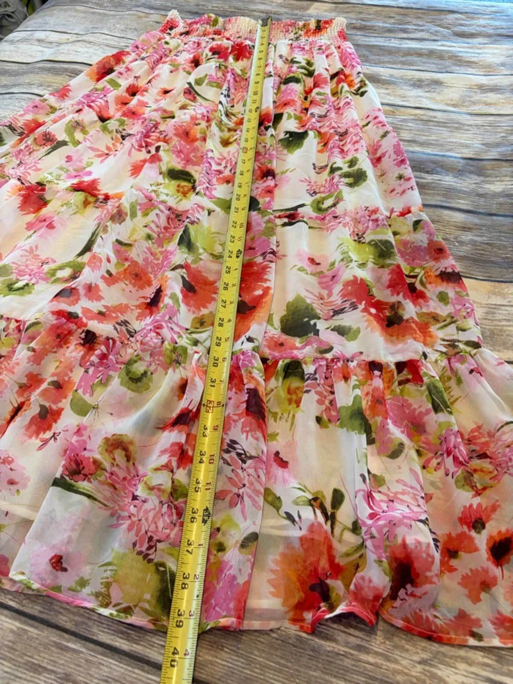 Boston Proper Floral Tiered Maxi Skirt in Pink & Green - Picture 6 of 7
